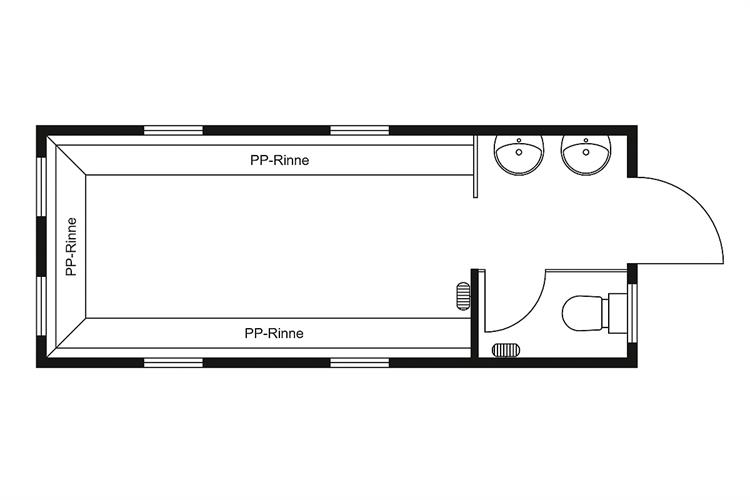 Sanitär-Modul mit Urinalrinne