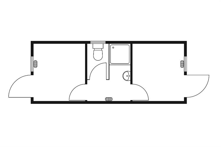 Schwarz-Weiß-Container 6,0 x 2,5 m